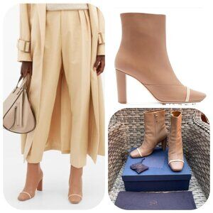 Auc $995 Malone Souliers Lori Calf leather Square-toe Leather Ankle Boots Nude